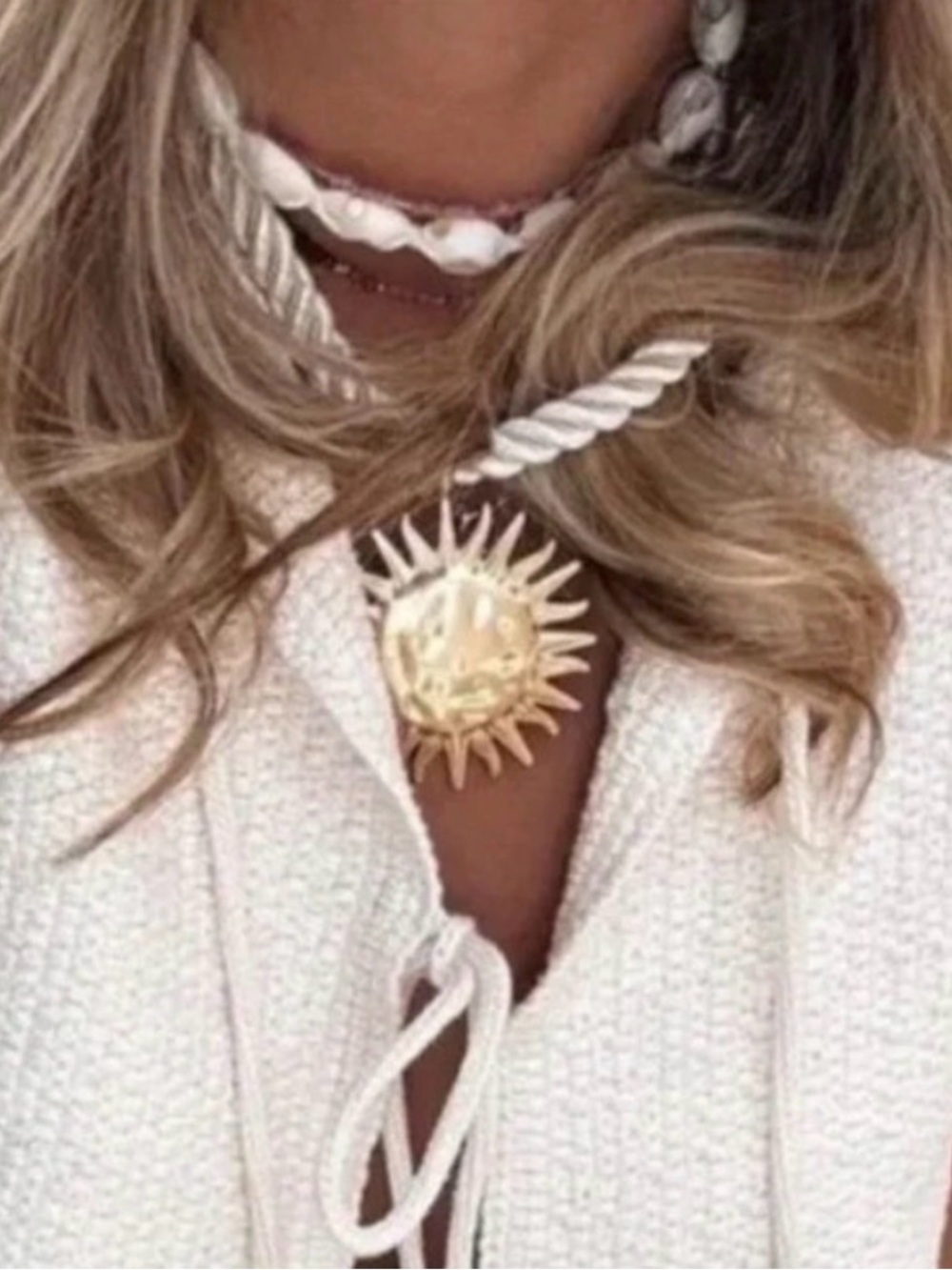 Zara Sun Cord Gold Necklace + Earrings Set - Picture 6 of 13